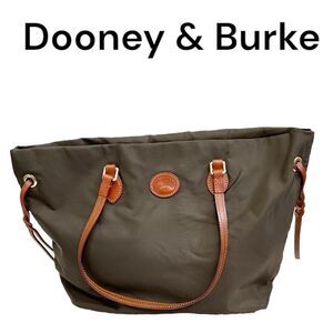Dooney & Bourke brown nylon leather trim shopper tote bag